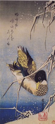 Hiroshige, Roseto sotto la neve e anatra selvatica